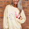 Fashionable Apricot Oversized Sweatshirt with LOVE Patch Graphic - Image 3