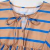 Women's Plus Size Khaki Stripe Contrast 3/4 Sleeve Babydoll Dress - Image 12