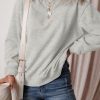 Women's Gray Solid Fleece Lined Drop Shoulder Terry Sweatshirt - Image 4