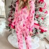 Women's Christmas Tree Print V Neck Pullover & Drawstring Pants Lounge Set - Image 3