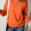 Women's Russet Orange Solid Fleece Lined Drop Shoulder Terry Sweatshirt - Image 6