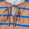 Women's Plus Size Khaki Stripe Contrast 3/4 Sleeve Babydoll Dress - Image 10