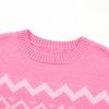 Women's Pink Aztec Geometric Drop Shoulder Casual Sweater - Image 14