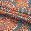 Women's Orange Paisley Print Loose Fit Drawstring High Waist Mini Dress - Image 13