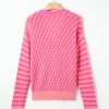 Women's Pink Striped Buttoned V Neck Drop Shoulder Cardigan - Elegant Fall Sweater - Image 10