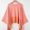 Women's Grapefruit Orange Contrast Color Patchwork Oversized Long Sleeve Top - Image 7