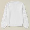 Women's Elegant White Flower Detail Knitted Notched Neck Sweater - Image 7