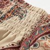 Women's Apricot Paisley Printed Off Shoulder Blouse with Ruffled Draped Sleeves - Image 17