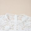 Elegant White Short Sleeve Scalloped Floral Lace Peplum Blouse for Women - Image 8