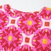 Women's Strawberry Pink Geometric Print Smocked Long Sleeve Mini Dress - Image 9