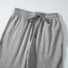 Women's Light Grey Solid Color Fleece Lined Drawstring Waist Casual Pants - Image 7