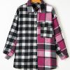 Women's Black Plaid Colorblock Loose Fit Shacket - Image 9