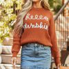 Women's Flamingo Orange Graphic Sweater - Hello Pumpkin Cursive Font - Image 7