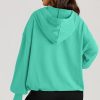 Women's Oversized Aruba Blue Hoodie with Kangaroo Pocket and Half Zipper - Image 3