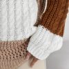 Women's Khaki Colorblock Patchwork Sweater - Textured Knit Design for Winter - Image 13