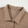 Female Dark Khaki Textured Chest Pocket Long Sleeve Shirt Jacket - Image 15