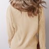 Women's Apricot Corded Drop Shoulder Long Sleeve Top - Image 2