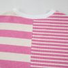 Women's Pink Stripe Patchwork Textured Short Sleeve High Low Loose Top - Image 12