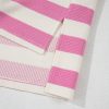 Women's Pink Stripe Patchwork Textured Short Sleeve High Low Loose Top - Image 14