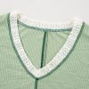 Women's Grass Green Exposed Seam High Low Loose Fit Crochet Top - Image 9