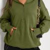 Women's Moss Green Solid Oversized Hoodie with Kangaroo Pocket - Image 5