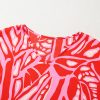 Women's Red Abstract Print V Neck Batwing Sleeve Oversized Blouse - Stylish and Lightweight - Image 11