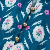 Women's Blue Retro Floral Print Ruffle Short Sleeve Mini Dress - Image 22