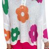 Women's Stylish White Floral Print Buttoned Loose Lightweight Sweater - Image 11