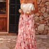 Women's Pink Abstract Watercolor Tie Dye Tiered Maxi Skirt - High Waist Bohemian Style - Image 6