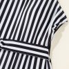 Black Stripe Plus Size Self Tie Straps One Piece Swimsuit with O-Ring Waistband - Image 8