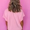 Stylish Women's Pink Color Block Patchwork Crewneck T-Shirt - Image 11