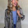 Women's Medium Grey Mineral Wash Patched Pocket Denim Jacket - Image 5