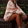 Women's Pink Sherpa Star Pattern Textured Cardigan with Pockets - Image 2