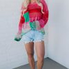 Women's Rose Striped Knit Drop Shoulder Sweater with Patch Pocket - Image 12