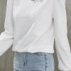 Women's White Textured Puff Long Sleeve Round Neck Top - Image 7