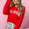 Women's Fiery Red Snowflake Print Long Sleeve Lounge Set - Image 3