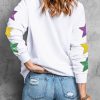 Women's White Sequin 'Queen of Party' Graphic Pullover Sweatshirt with Star Sleeves - Image 6