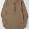 Women's Chestnut Anglaise Broider Ribbed Long Sleeve Top - Image 9