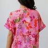 Women's Rose Jungle Floral Print Notch V Neck Blouse - Image 3