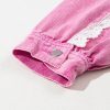 Women's Pink Lace Patchwork Distressed Denim Jacket - Image 7