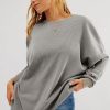 Women's Gray Waffle Knit Thermal Pullover Oversized Sweatshirt - Image 7