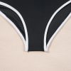 Women's Black Contrast Trim Two Tone Belted One Piece Swimsuit - Elegant Color Block Design - Image 9