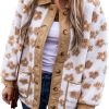 Women's Cozy Light French Beige Flower Pattern Button Up Fleece Jacket - Image 7