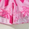 Women's Pink Bow Print Half Sleeve Shirt and Shorts Pajamas Set - Image 18