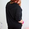 Plus Size Women's Black Textured Hoodie and Shorts Two Piece Set - Image 2