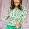 Women's Leopard Print Mock Neck Long Sleeve Top in Blackish Green - Image 5