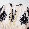 Women's Beige Western Pattern Print Mini Dress with Tassel Notch V Neck - Image 10