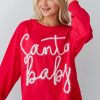 Women's Fiery Red Santa Baby Tinsel Graphic Oversize Sweatshirt - Image 9