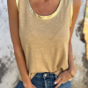 Women's Tan Metallic Sheen Edge Scoop Neck Tank Top - Glamorous Casual Wear - Image 5