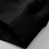 Women's Black Plain Half Zip V-Neck Ribbed Edge Loose Tracksuit - Image 11